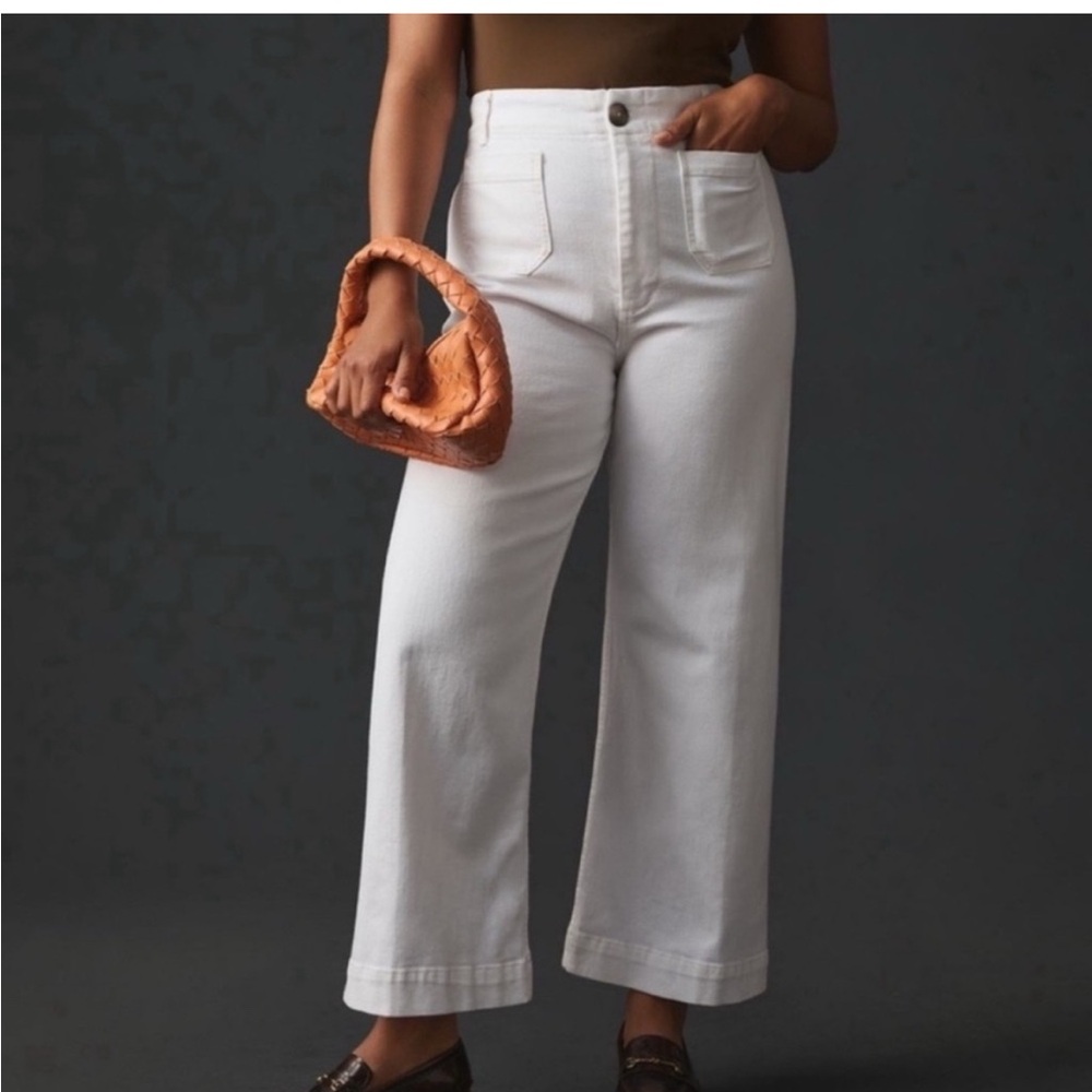 Anthropologie White Wide-Leg Pants